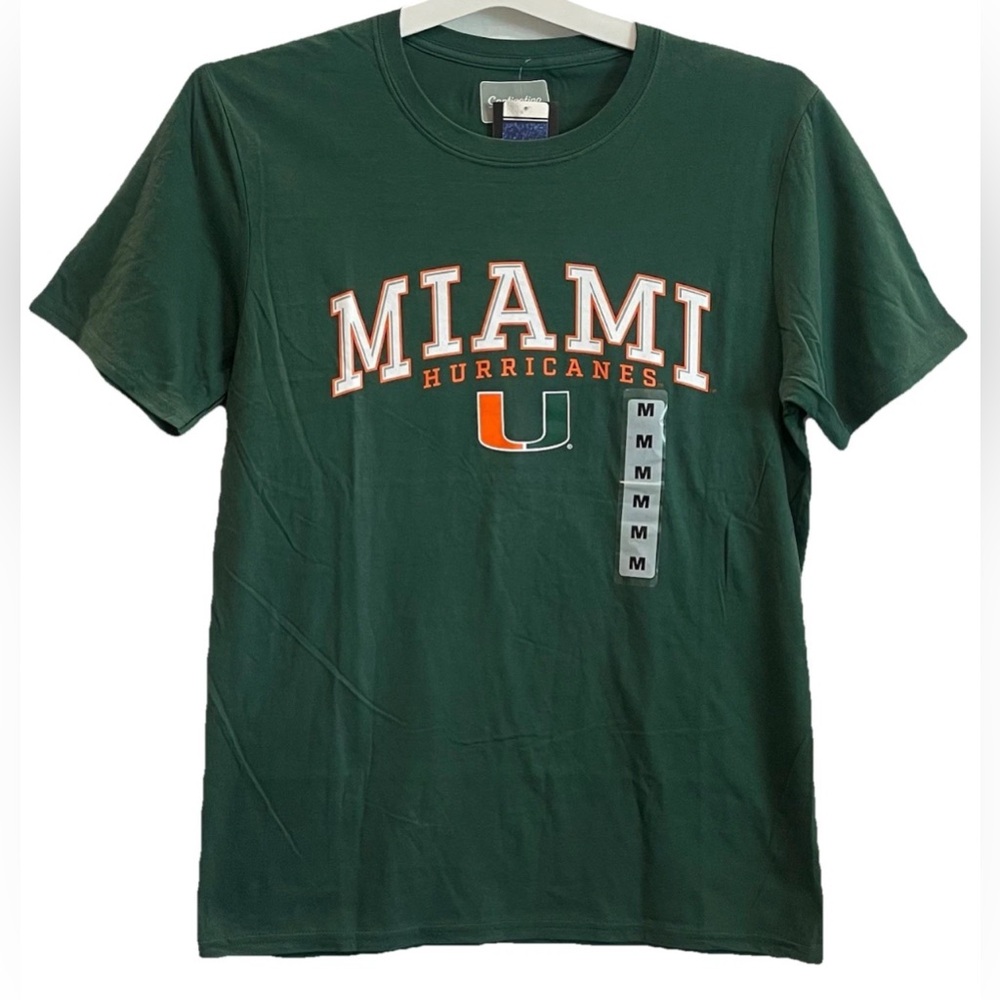 Miami Hurricanes T-Shirt Green Choose Size M or XXL 💚NEW🧡University College